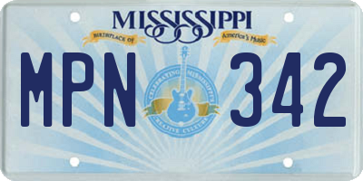 MS license plate MPN342