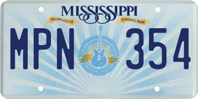 MS license plate MPN354