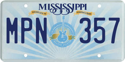 MS license plate MPN357