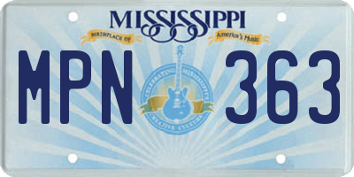 MS license plate MPN363