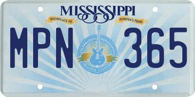 MS license plate MPN365
