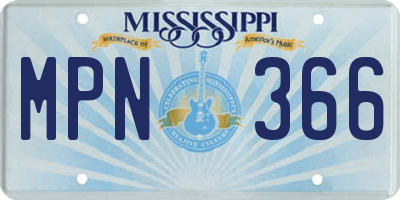 MS license plate MPN366