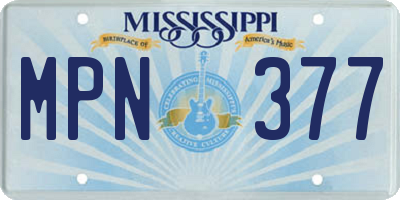 MS license plate MPN377