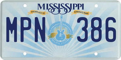 MS license plate MPN386