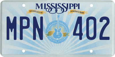 MS license plate MPN402