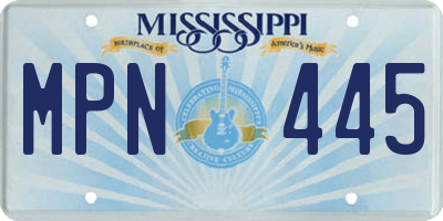 MS license plate MPN445