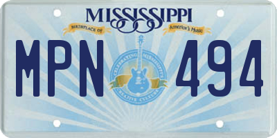 MS license plate MPN494