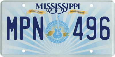 MS license plate MPN496