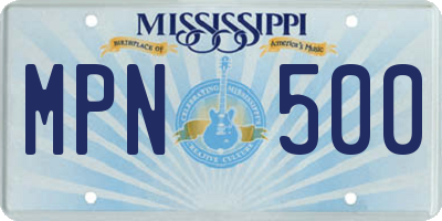 MS license plate MPN500