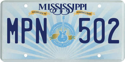 MS license plate MPN502