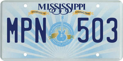 MS license plate MPN503