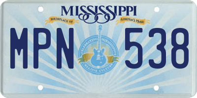MS license plate MPN538