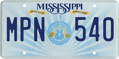 MS license plate MPN540