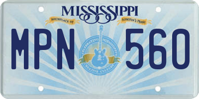 MS license plate MPN560