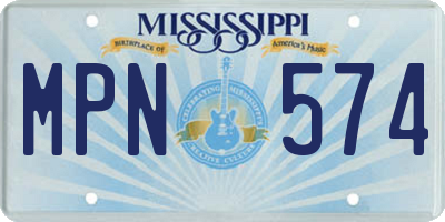 MS license plate MPN574