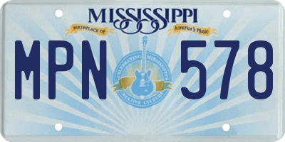 MS license plate MPN578