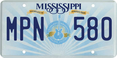 MS license plate MPN580