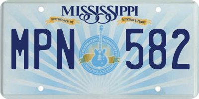MS license plate MPN582