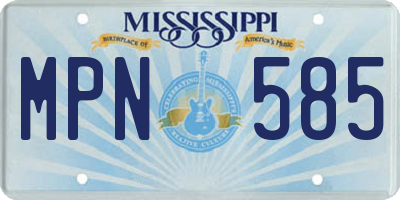 MS license plate MPN585