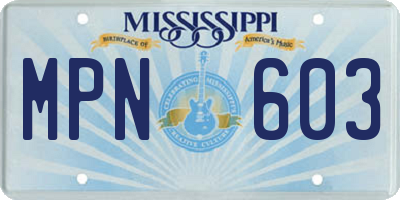 MS license plate MPN603