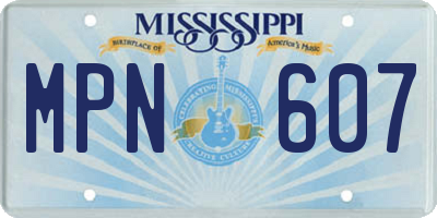 MS license plate MPN607