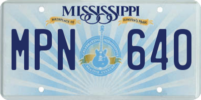 MS license plate MPN640