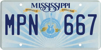 MS license plate MPN667