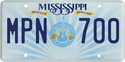 MS license plate MPN700