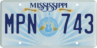 MS license plate MPN743