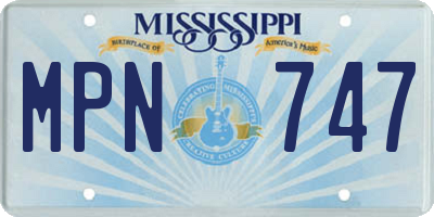 MS license plate MPN747