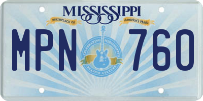 MS license plate MPN760
