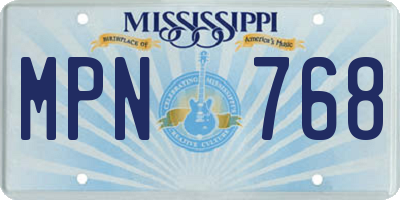 MS license plate MPN768