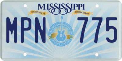 MS license plate MPN775