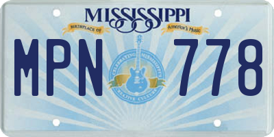 MS license plate MPN778