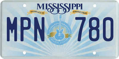 MS license plate MPN780