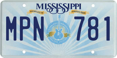 MS license plate MPN781