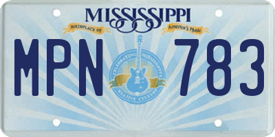 MS license plate MPN783
