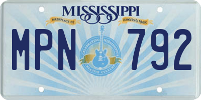 MS license plate MPN792