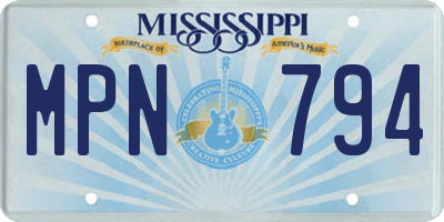MS license plate MPN794