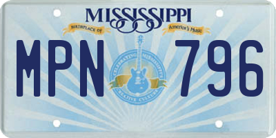 MS license plate MPN796