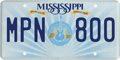 MS license plate MPN800