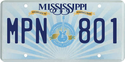 MS license plate MPN801