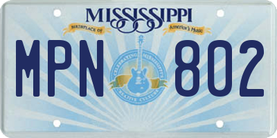 MS license plate MPN802