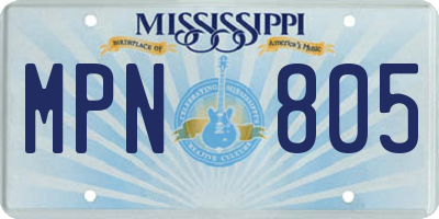 MS license plate MPN805