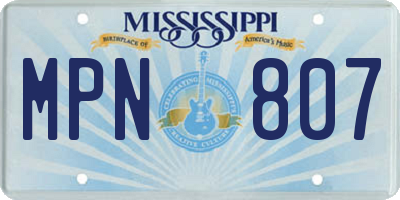 MS license plate MPN807