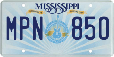 MS license plate MPN850