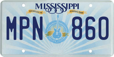 MS license plate MPN860