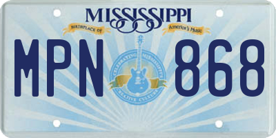 MS license plate MPN868