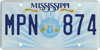 MS license plate MPN874