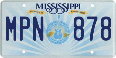 MS license plate MPN878